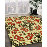 Patterned Mustard Yellow Rug, pat2145yw