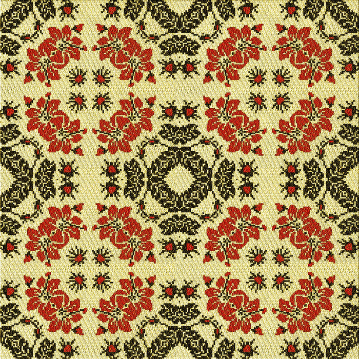 Round Patterned Mustard Yellow Rug, pat2145yw