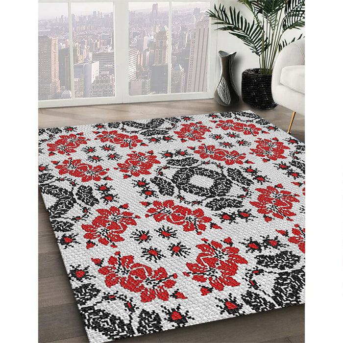 Patterned Gray Novelty Rug in Family Room, pat2145