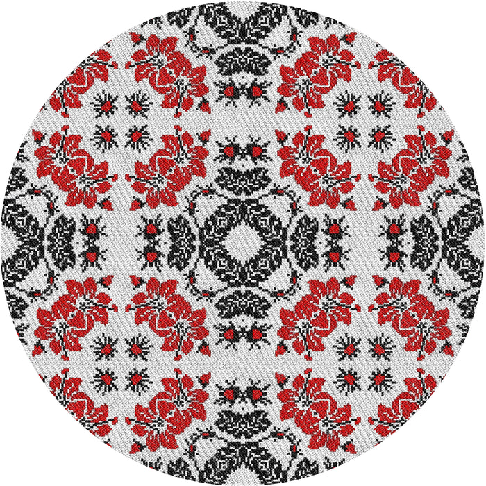 Sideview of Patterned Gray Novelty Rug, pat2145