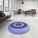 Round Patterned Deep Periwinkle Purple Rug in a Office, pat2147blu