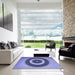Square Patterned Deep Periwinkle Purple Rug in a Living Room, pat2147blu