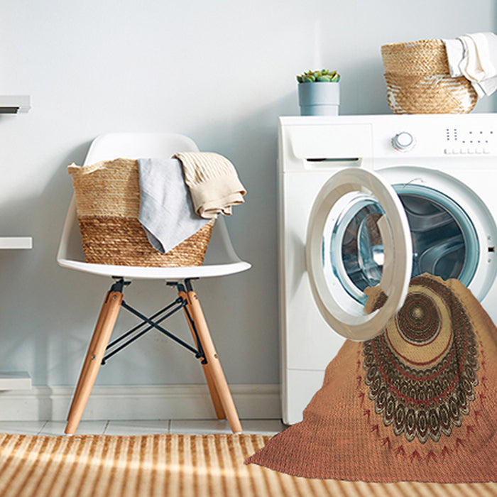 Machine Washable Transitional Mahogany Brown Rug in a Washing Machine, wshpat2147brn