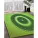 Machine Washable Transitional Green Rug in a Family Room, wshpat2147grn