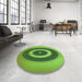 Round Patterned Green Rug in a Office, pat2147grn