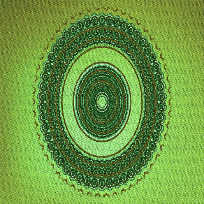Round Patterned Green Rug, pat2147grn