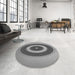 Round Patterned Gray Rug in a Office, pat2147gry