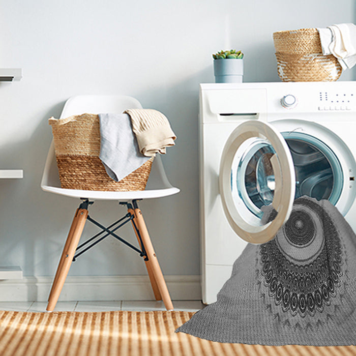 Machine Washable Transitional Grey Gray Rug in a Washing Machine, wshpat2147gry