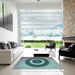 Square Patterned Northern Lights Blue Rug in a Living Room, pat2147lblu