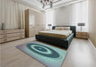 Patterned Northern Lights Blue Rug in a Bedroom, pat2147lblu