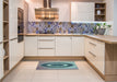 Patterned Northern Lights Blue Rug in a Kitchen, pat2147lblu