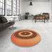 Round Patterned Orange Rug in a Office, pat2147org