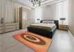 Patterned Orange Rug in a Bedroom, pat2147org