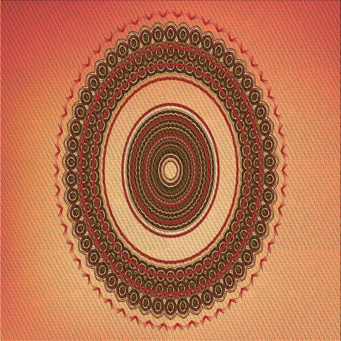 Round Patterned Orange Rug, pat2147org