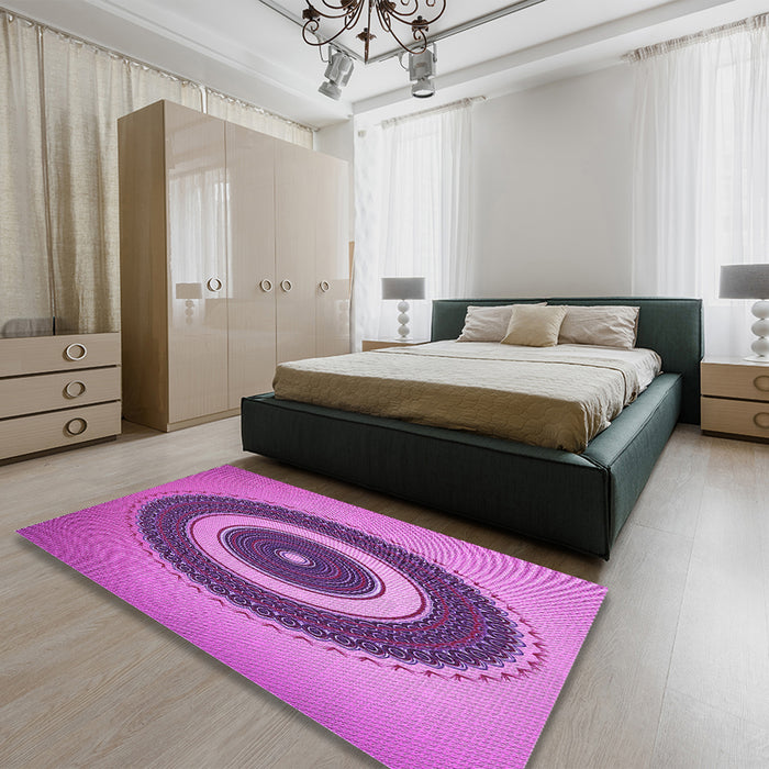 Patterned Purple Rug in a Bedroom, pat2147pur