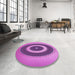 Round Patterned Purple Rug in a Office, pat2147pur
