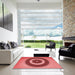 Square Patterned Red Rug in a Living Room, pat2147rd