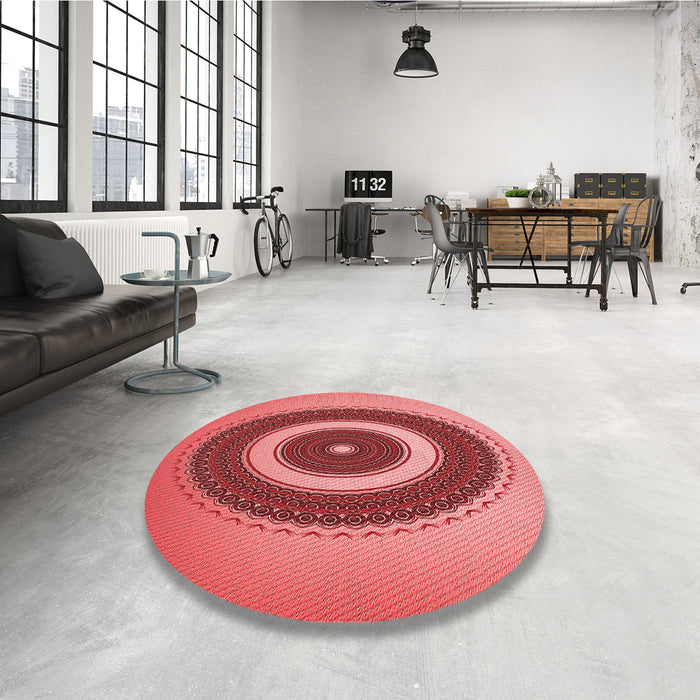 Round Patterned Red Rug in a Office, pat2147rd