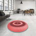 Round Patterned Red Rug in a Office, pat2147rd
