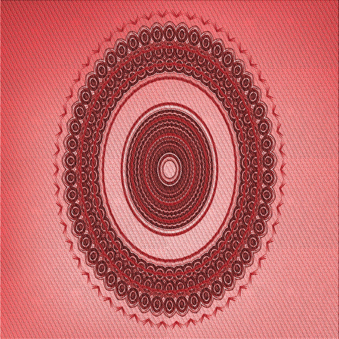 Round Patterned Red Rug, pat2147rd