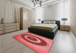 Patterned Red Rug in a Bedroom, pat2147rd