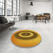 Round Patterned Mahogany Brown Rug in a Office, pat2147yw