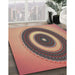 Patterned Brown Red Novelty Rug in Family Room, pat2147