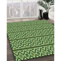 Patterned Army Green Rug, pat2148grn