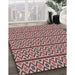 Patterned Saffron Red Novelty Rug in Family Room, pat2148