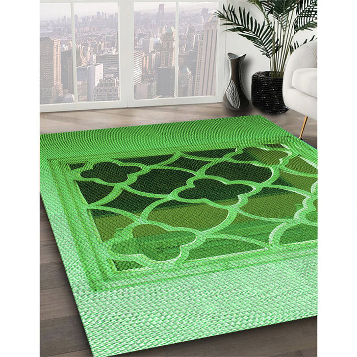 Machine Washable Transitional Green Rug in a Family Room, wshpat2149grn