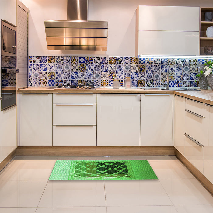 Patterned Green Rug in a Kitchen, pat2149grn