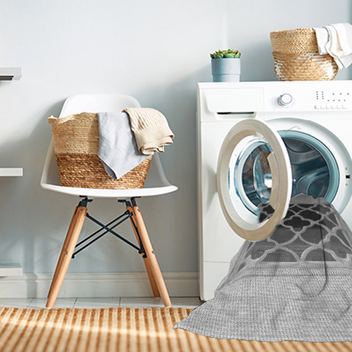 Machine Washable Transitional Cloud Gray Rug in a Washing Machine, wshpat2149gry
