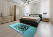 Patterned Diamond Blue Rug in a Bedroom, pat2149lblu