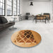 Round Patterned Orange Rug in a Office, pat2149org