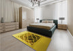 Patterned Bright Gold Yellow Rug in a Bedroom, pat2149yw