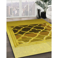 Patterned Bright Gold Yellow Rug, pat2149yw