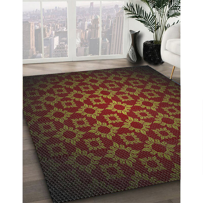 Patterned Sienna Brown Novelty Rug in Family Room, pat214