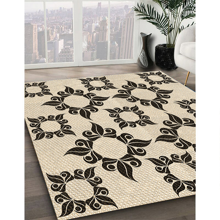 Patterned Coffee Brown Rug in Family Room, pat215brn