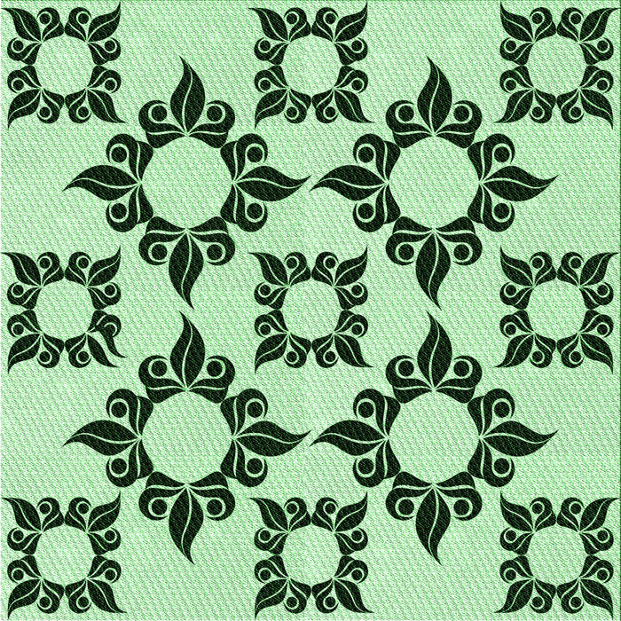 Round Patterned Mint Green Rug, pat215grn