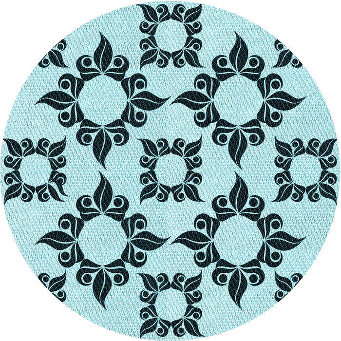 Square Machine Washable Transitional Electric Blue Rug in a Living Room, wshpat215lblu
