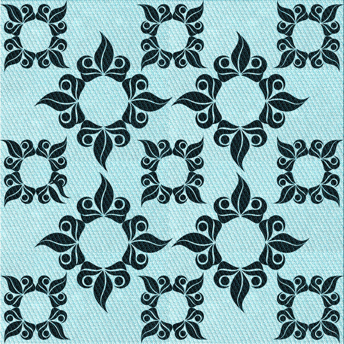 Round Patterned Electric Blue Rug, pat215lblu