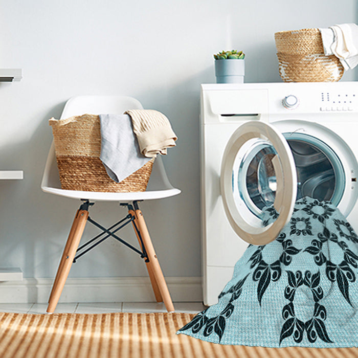 Machine Washable Transitional Electric Blue Rug in a Washing Machine, wshpat215lblu