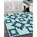 Machine Washable Transitional Electric Blue Rug in a Family Room, wshpat215lblu