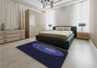 Patterned Deep Periwinkle Purple Rug in a Bedroom, pat2150blu