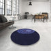 Round Patterned Deep Periwinkle Purple Rug in a Office, pat2150blu