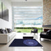 Square Patterned Deep Periwinkle Purple Rug in a Living Room, pat2150blu