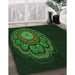 Patterned Green Rug in Family Room, pat2150grn