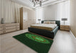 Patterned Green Rug in a Bedroom, pat2150grn