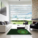 Machine Washable Transitional Green Rug in a Kitchen, wshpat2150grn