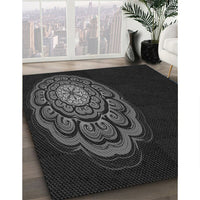 Patterned Black Rug, pat2150gry